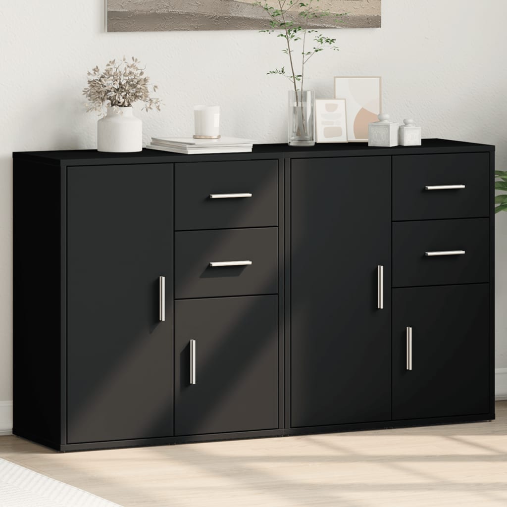 Sideboards 2 pcs Black 60x31x70 cm Engineered Wood